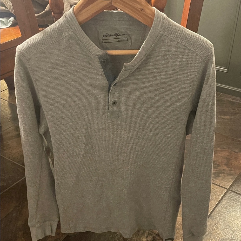 Eddie Bauer Heather Gray Henley Top
